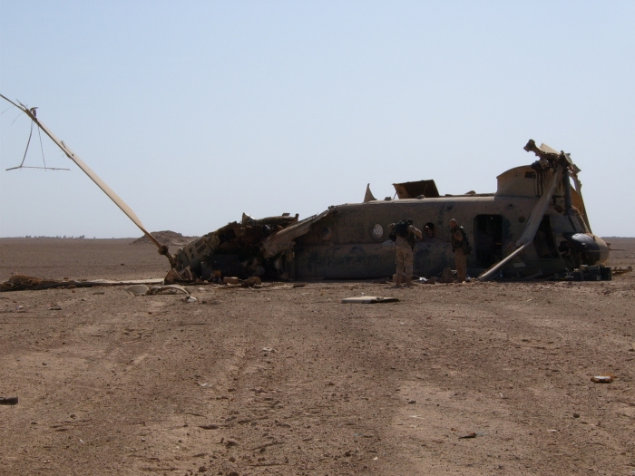 CH-47D Chinook helicopter at the crash site.