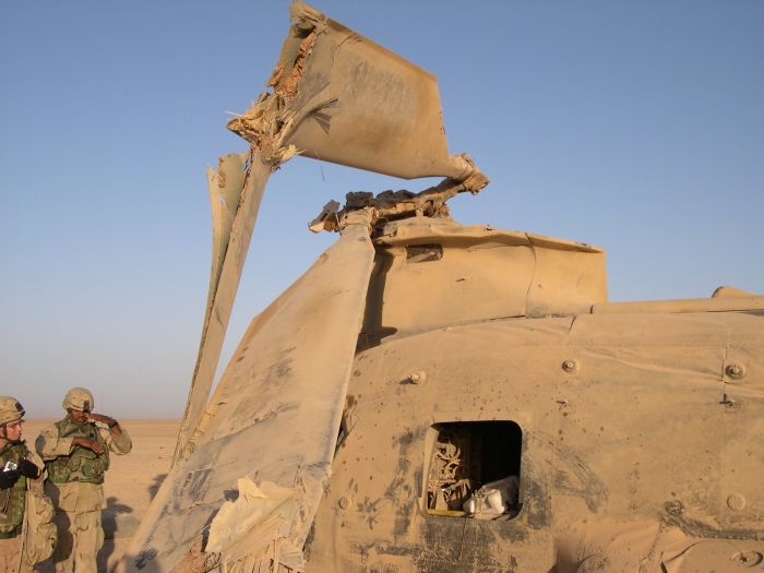 CH-47D Chinook helicopter at the crash site.