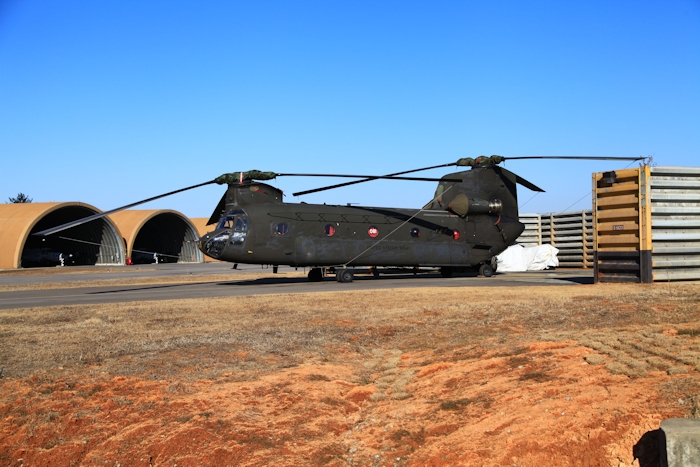 4 February 2014: 88-00081 resting on the ramp at Desiderio Army Airfield (RKSG or A-511), Camp Humphreys, Republic of Korea, as the D model fleet assigned to B Company - "Innkeepers", 3rd Battalion, 2nd Aviation Regiment, undergoes a Foreign Military Sale (FMS) to the Republic of Korea. The Korean government purchased the 14 aircraft assigned to the Innkeepers for approximately $3,000,000 each as is, with five spare GA-714A engines and some various parts.