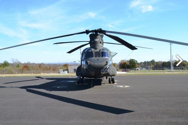 CH-47D Chinook helicopter 88-00097 sitting at Madison Executive Airport (KMDQ), Meridianville, Alabama, during the auction process as it went up for sale to the highest bidder on the commercial market.