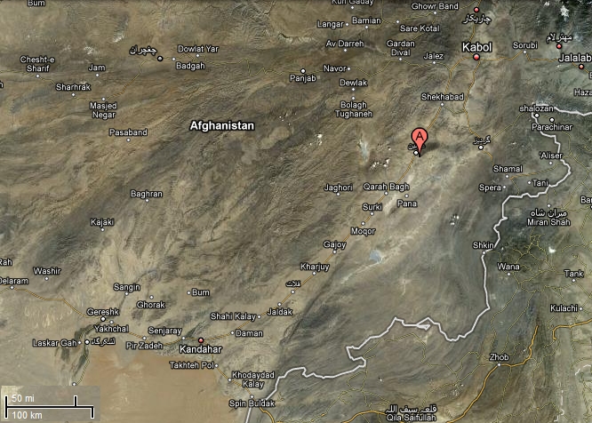 A map showing the approximate crash site location of 88-00100.