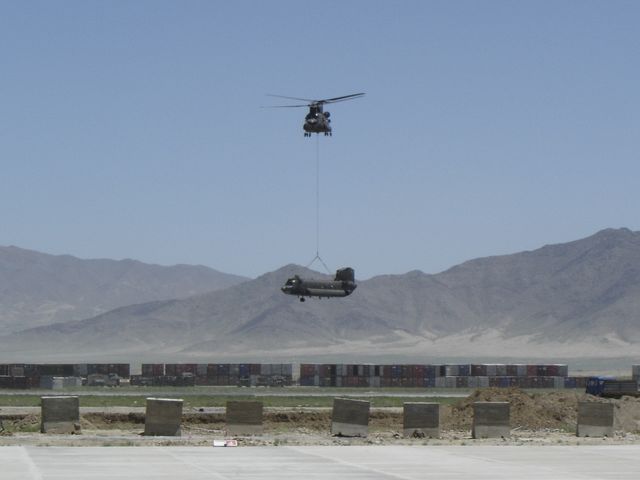 While operating in Afghanistan, 88-00103 suffered from a hard landing and was airlifted to safety by 87-00072.