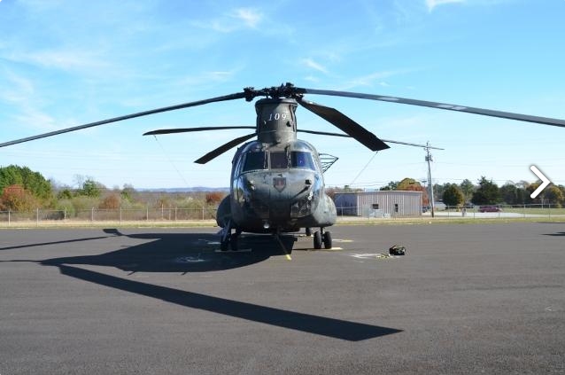 CH-47D Chinook helicopter 88-00109 sitting at Madison Executive Airport (KMDQ), Meridianville, Alabama, during the auction process as it went up for sale to the highest bidder on the commercial market.