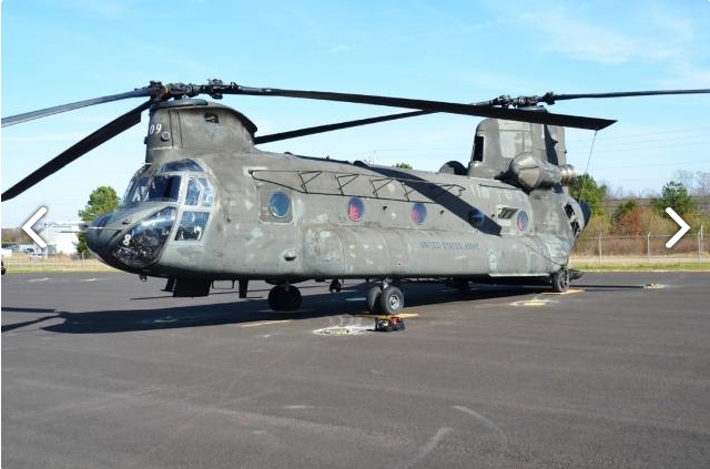 CH-47D Chinook helicopter 88-00109 sitting at Madison Executive Airport (KMDQ), Meridianville, Alabama, during the auction process as it went up for sale to the highest bidder on the commercial market.