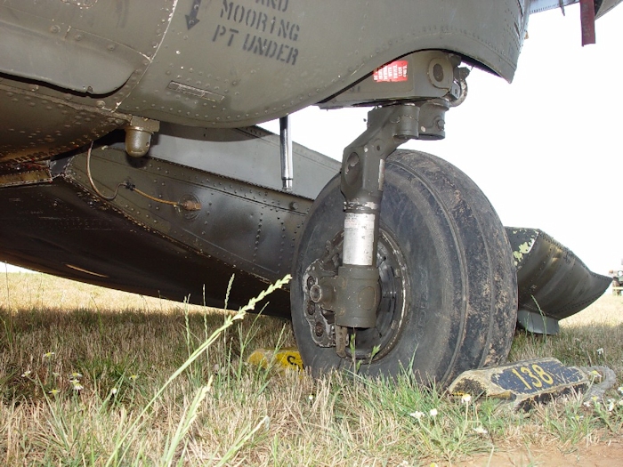 July 2002: A view of the left aft landing gear.