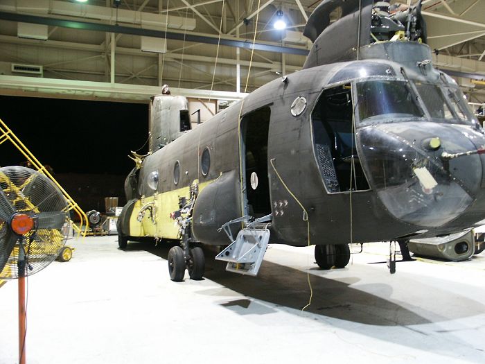 90-00190 undergoing RESET in the hangar at Knox Army Airfield, a Base Field at Fort Rucker, Alabama, 25 May 2005.