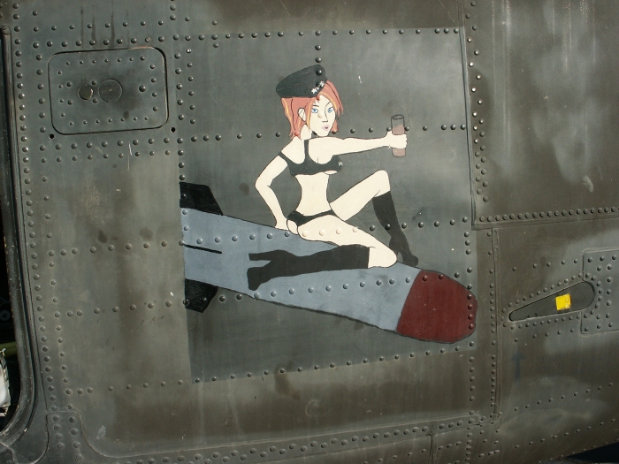 26 November 2008: The Nose Art of CH-47D Chinook helicopter 90-00192 when it sat on the ramp at Gray Army Airfield, Fort Lewis, Washington, awaiting a post RESET maintenance test flight.