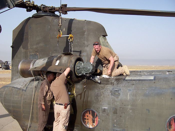 90-00211 gets an engine change while on a layover in Kirkuk, Iraq.