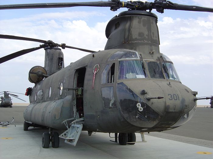 Taken at Camp Udairi, Kuwait, on 10 April 2004, this image is the last known photograph of CH-47D Chinook 92-00301 while still Fully Mission Capable (FMC).
