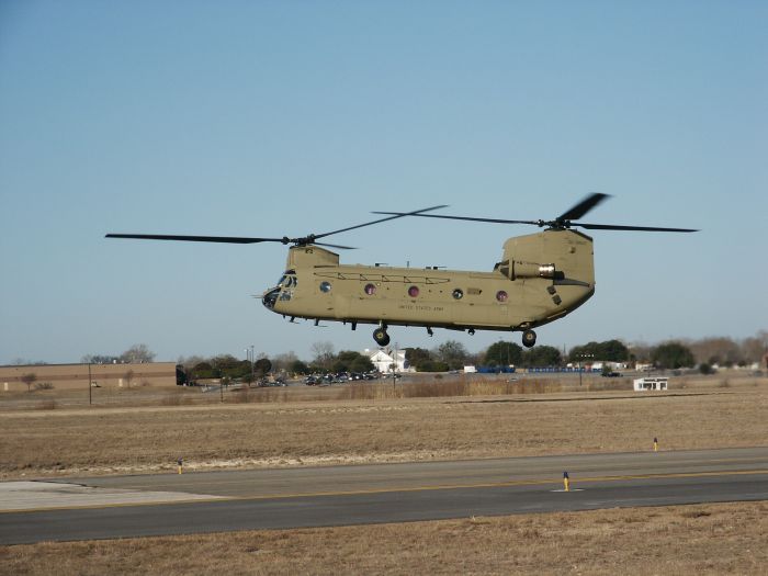 06-08021 hovering over the South Sod at Hood Army Airfield, Fort Hood, Texas on 7 February 2008.