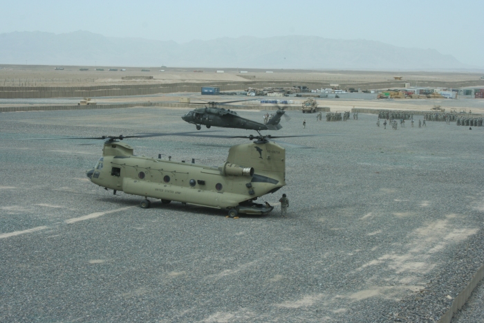 7 May 2009: CH-47F Chinook helicopter 06-08718 is  pictured at an unknown location in Afghanistan.
