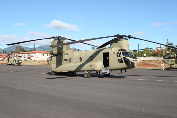 14 September 2011: CH-47F Chinook helicopter 07-08736 parked on the National Guard Ramp after assignment to the "Voyagers".