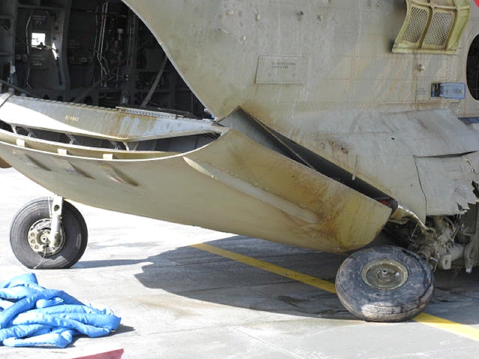 CH-47F Chinook helicopter 08-08042 after it was airlifted to Kandahar.