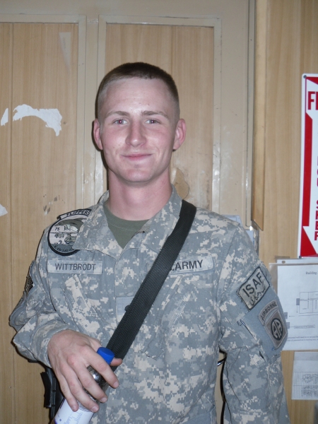 12 September 2009: SPC Steffen Wittbrodt, Crew Chief on 08-08043 while deployed to Afghanistan.
