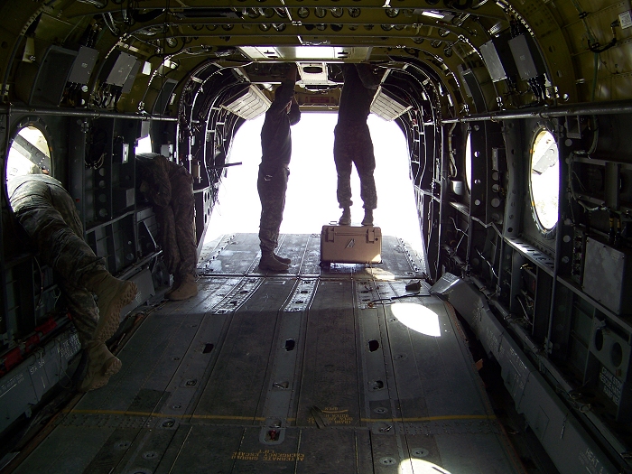 26 July 2010: The remains of 08-08048 undergoing preparations for movement by the Downed Aircraft Recovery Team (DART).