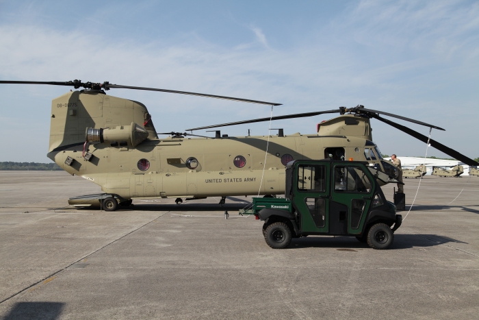 CH-47F Chinook helicopter 08-08775 on the ramp at Hunter Army Airfield, Georgia, 29 March 2012.