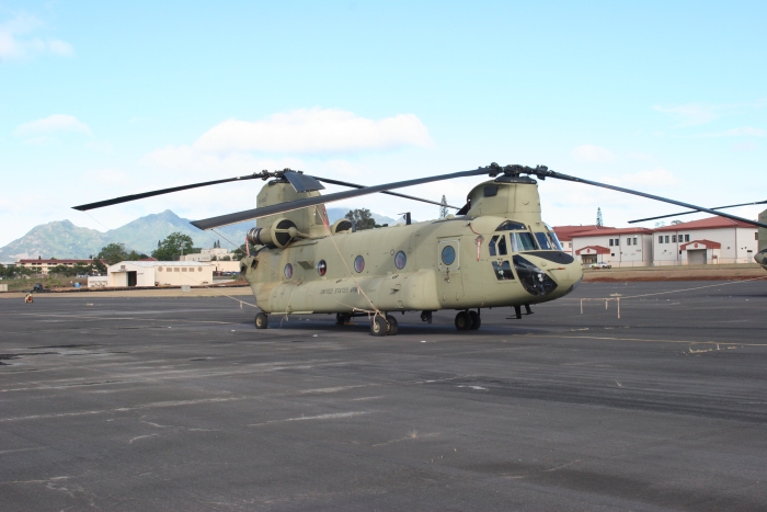 14 September 2011: CH-47F Chinook helicopter 09-08065 resting on the National Guard Ramp at Wheeler Army Airfield while assigned to the "Voyagers".