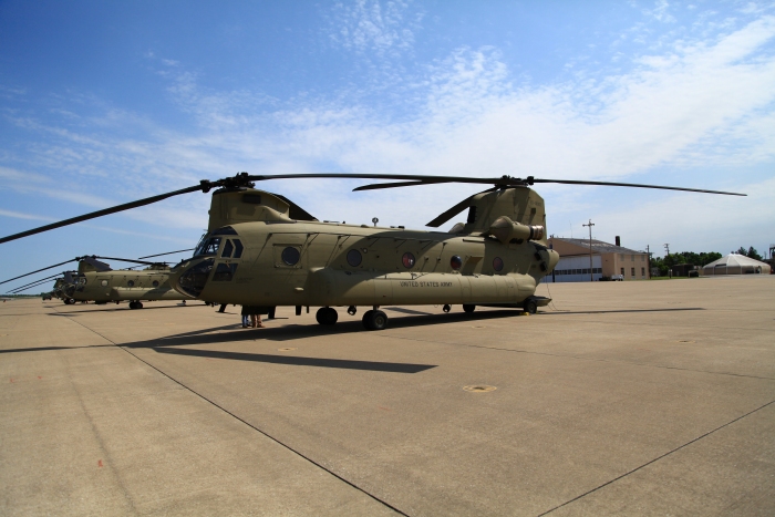 10 April 2012: CH-47F Chinook helicopter 10-08082 at Campbell Army Airfield awaiting fuel while enroute to Ladd Army Airfield, Fort Wainwright, Alaska.