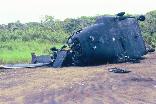 MH-47D Chinook 83-24110 at the crash site in Panama.