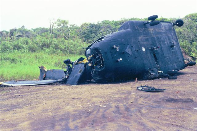 MH-47D Chinook 83-24110 at the crash site in Panama.