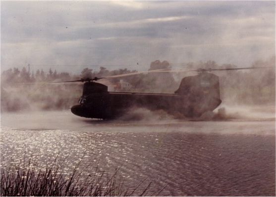 An unknown Argentine Chinook conducting water landings somewhere in South America, date unknown.