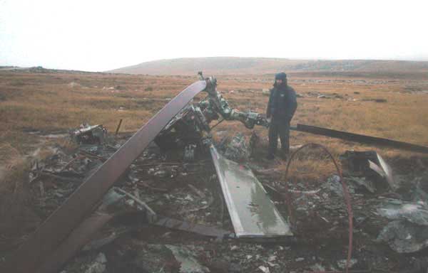 The final resting place of Argentina's CH-47C Chinook tail number AE-521.