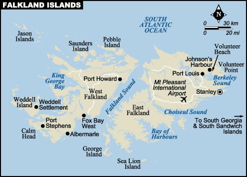 Map of Falkland Islands.