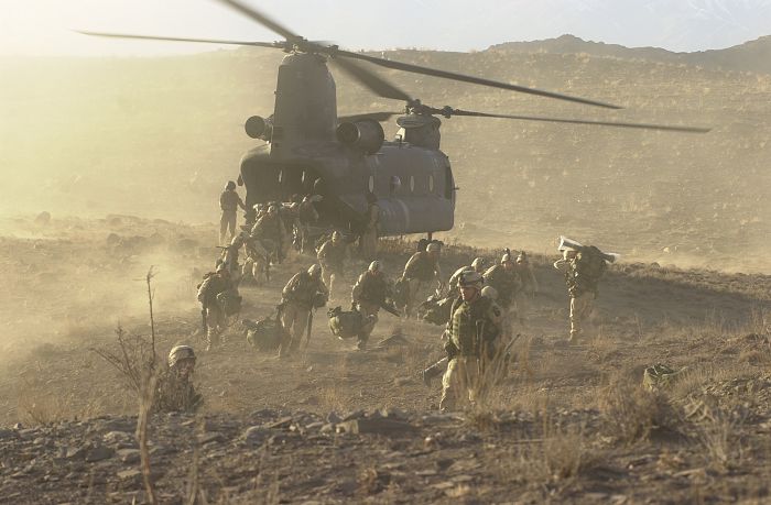 B Company - "Hercules", 159th Aviation Regiment, CH-47D Chinook in Afghanistan, circa 2002.