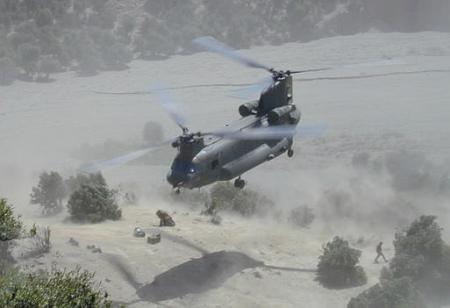 An HC Mark II Chinook helicopter from 27 Squadron Royal Air Force.