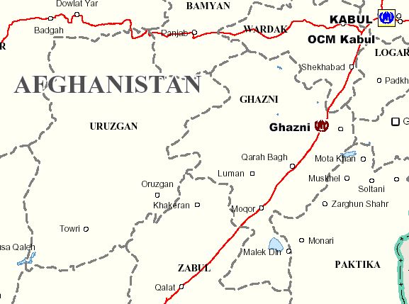 Map of Uruzgan, Afghanistan.