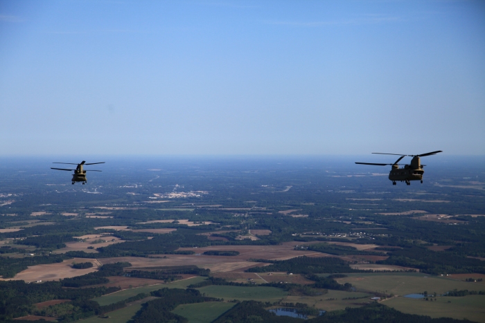 10 April 2012: Sortie 1, with only three aircraft, head northwest over Statesboro, Georgia, on the first leg of the trip. Chalk 2 broke and was left behind at Hunter.