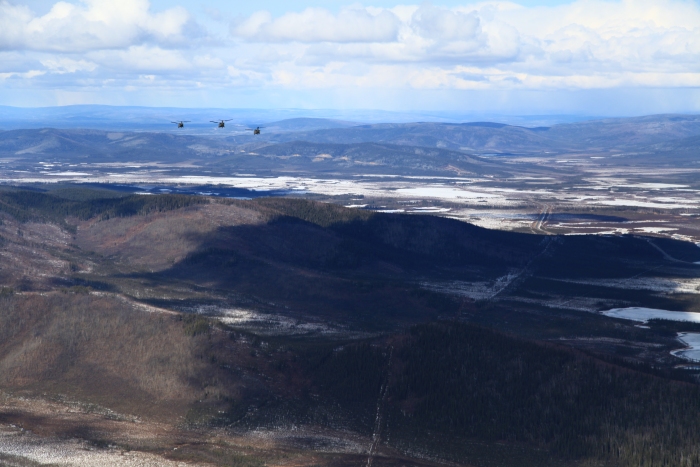 18 April 2012: Sortie 1 returns to US airspace by crossing the Alaska-Canada border along the ALCAN.