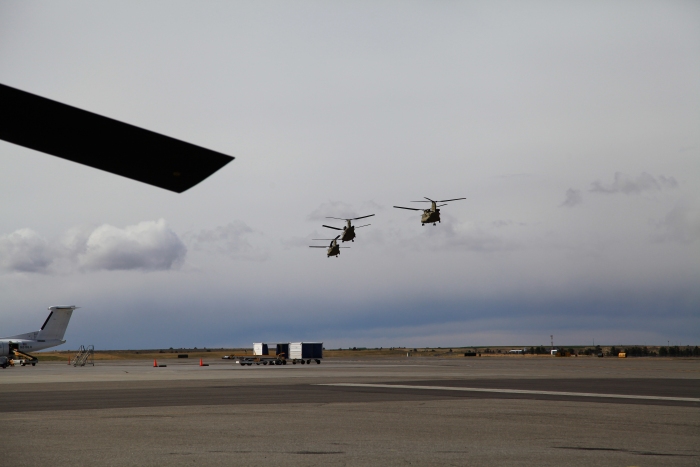 12 April 2012: Once the aircraft had the audacity to break (the Engine Control Unit on the Number One Engine failed), the other three aircraft sped off to Helena, Montana, leaving 771's crew all alone in the cold rain of Billings awaiting parts.