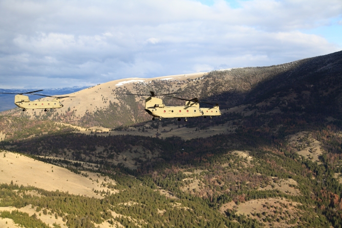 16 April 2012: Sortie 1 passes the Sleeping Man formation enroute to Edmonton, Canada.