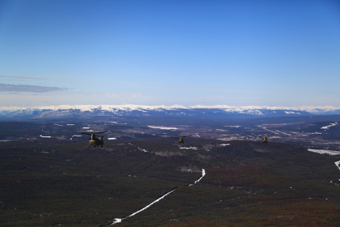 17 April 2012: Sortie 1 continues north westward along the ALCAN.