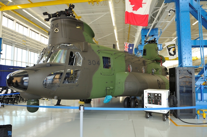 24 June 2013: Medium to Heavy Lift helicopter (MHLH), Chinook CH147F, tail number 147304, is seen going through the assembly line at the Boeing factory in Philadelphia, Pennsylvania, United States.