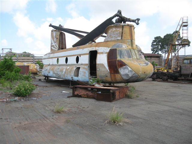 Derelict CH-47A Chinook helicopter in Vietnam.