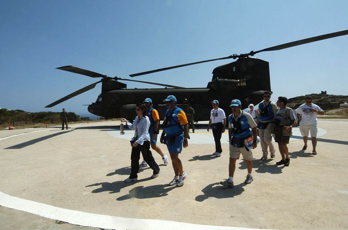Three CH-47D Chinooks provided support for the 2004 Olympics to be held in Greece this year. The massive Chinook helicopters transported the Olympic Torch throughout the Greek Islands in the Aegean Sea during the week long event from 21 to 27 June 2004.