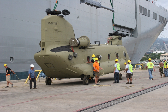 18 November 2010: CH-47F Chinook helicopter 07-08742 was the sixth aircraft to arrive at the dock.