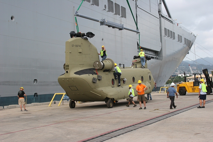 18 November 2010: CH-47F Chinook helicopter 07-08742 was the sixth aircraft to arrive at the dock.