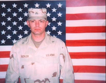 Sergeant Ernest Bucklew is shown in this undated Bucklew family photo. Bucklew was one of 15 soldiers killed when their Chinook helicopter crashed in Fallujah, Iraq on Sunday, 2 November 2003, after being hit by a surface to air missle. Bucklew, based at Fort Carson, Colorado, was en route to Pennsylvania to attend his mother's funeral.