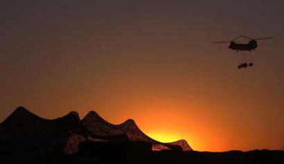 Sling Loads at Sunset, courtesy of the RAF.