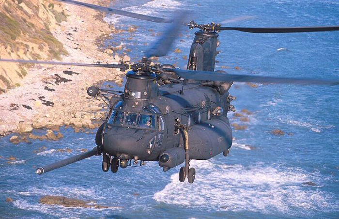 An E Model Chinook patrols the coastal waters.