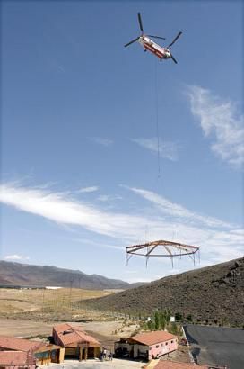 Columbia Helicopters Incorporated BV-234 Chinook moves parlor house in Nevada.