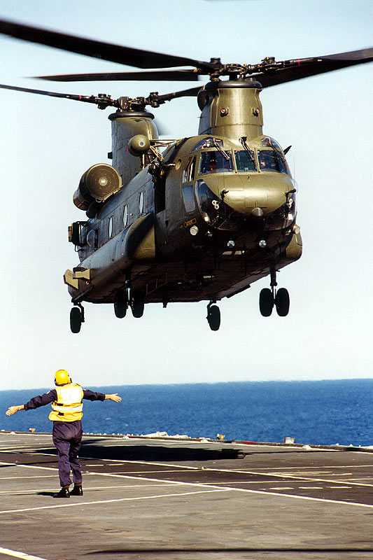 British RAF Chinook during Exercise Saif Sareea II, 2002.