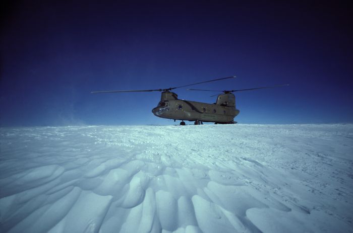 An A model Chinook sitting on the top of Washington State's 10,778 foot Mount Baker.