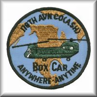 A patch from the 178th Assault Support Helicopter  Company (ASHC) - "Boxcars",  from their time in Vietnam.