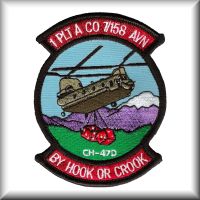 A patch from 1st Platoon, Company A, 7th Battalion, 158th Aviation Regiment, location and date unknown.