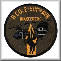 A patch from B Company 2nd Battalion, 501st Aviation Regiment, Camp Humphrey, Korea, date unknown.