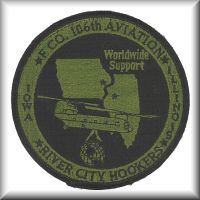 A patch from Company F, 106th Aviation, normally located in Iowa and Illinois, while deployed to Iraq, circa 2004.